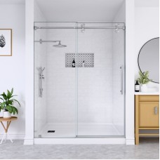 72" GSS-04 Series Frameless Bypass Shower Door with Nano Coating (3/8" Thickness) 