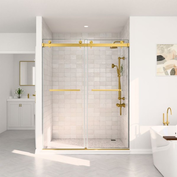 65" GDS-01 Series Frameless Bypass Shower Door with Nano Coating (3/8" Thickness)