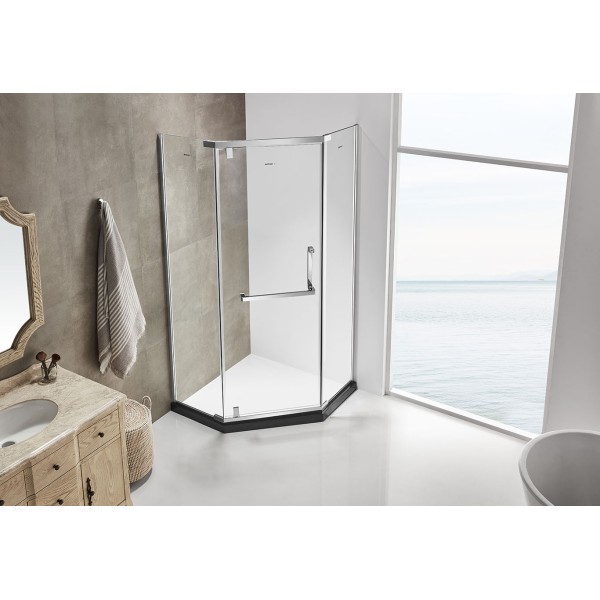 B33 Neo Angle Hinged Shower Door 36"W X 36"W X 72"H (3/8" Thickness)